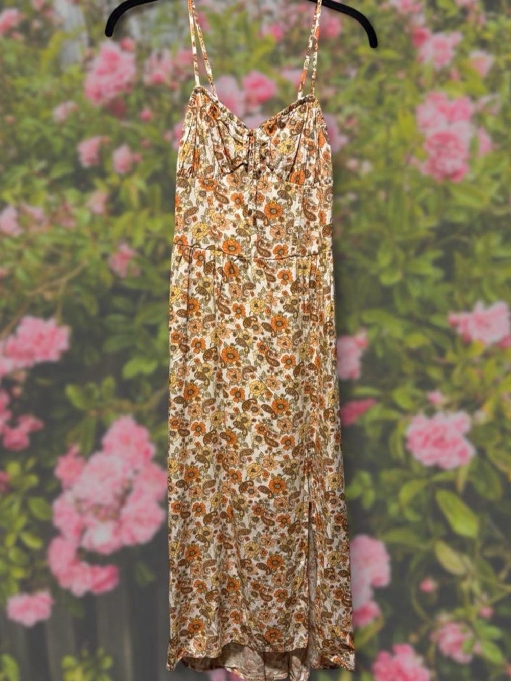 Hollister Floral Dress in White & Orange Size XS